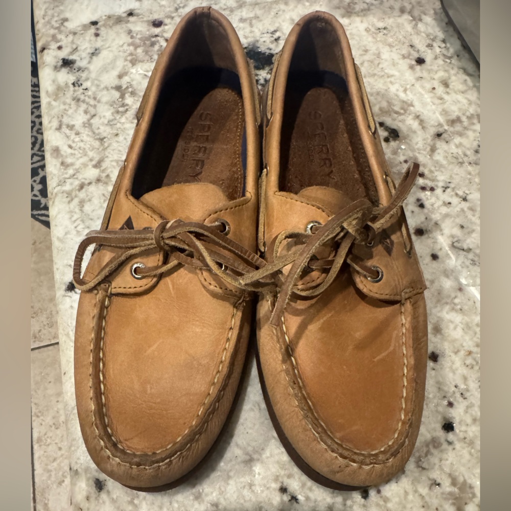 Sperry Men's Brown Leather Boat Shoes Top Sider size 10